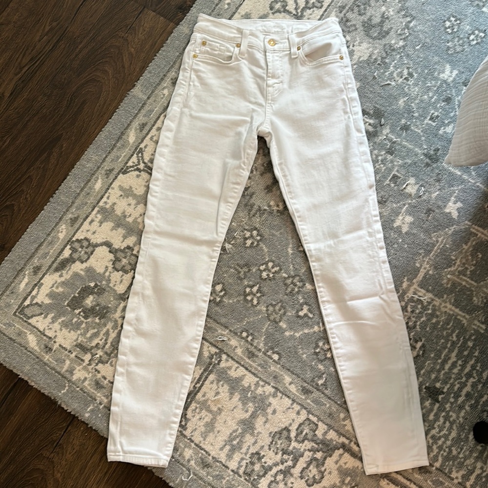 7 for all mankind skinny white ankle jeans 24